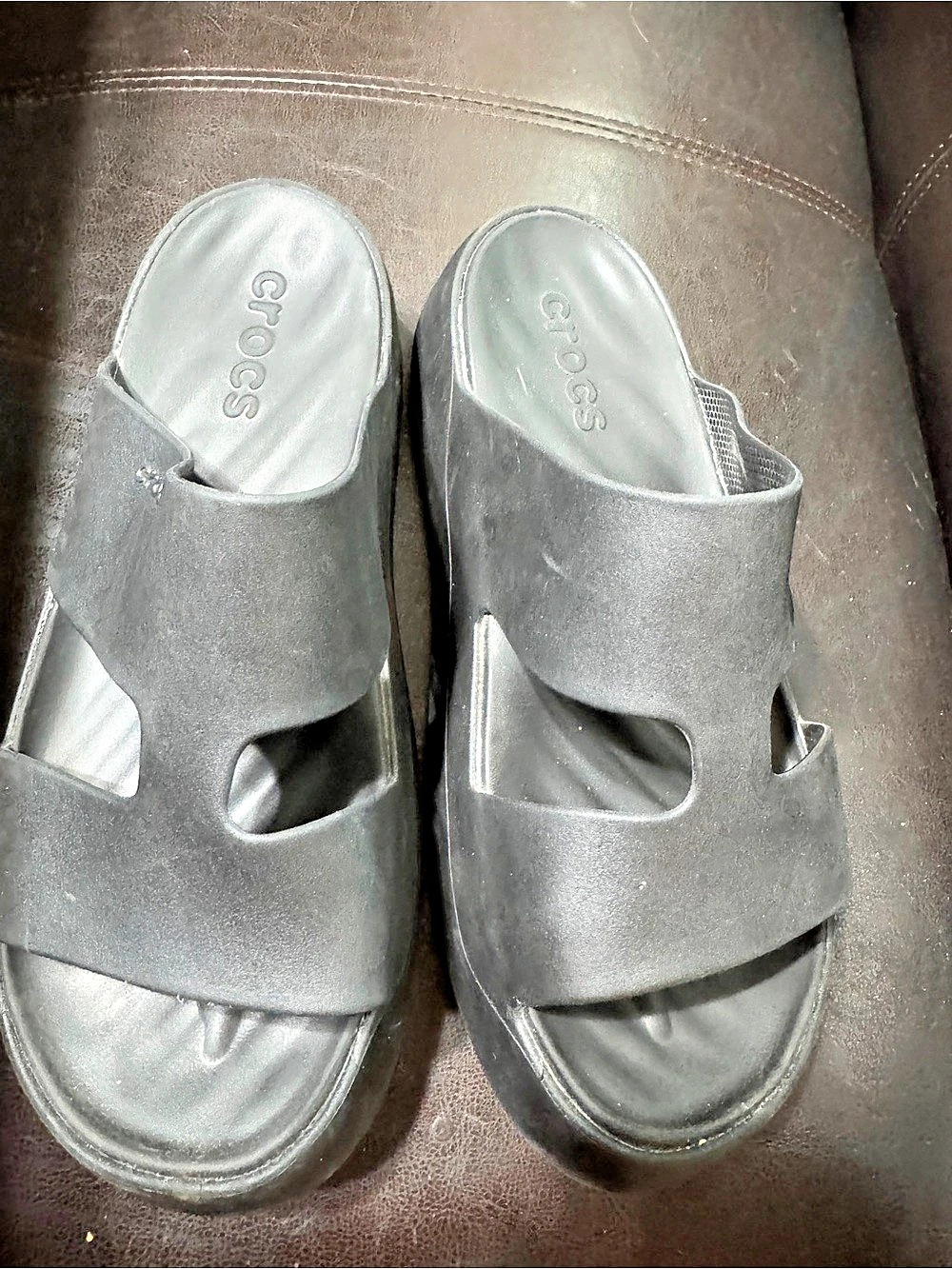 Crocs Brooklyn Low Wedge Slide Women's Black Sandals size 10
